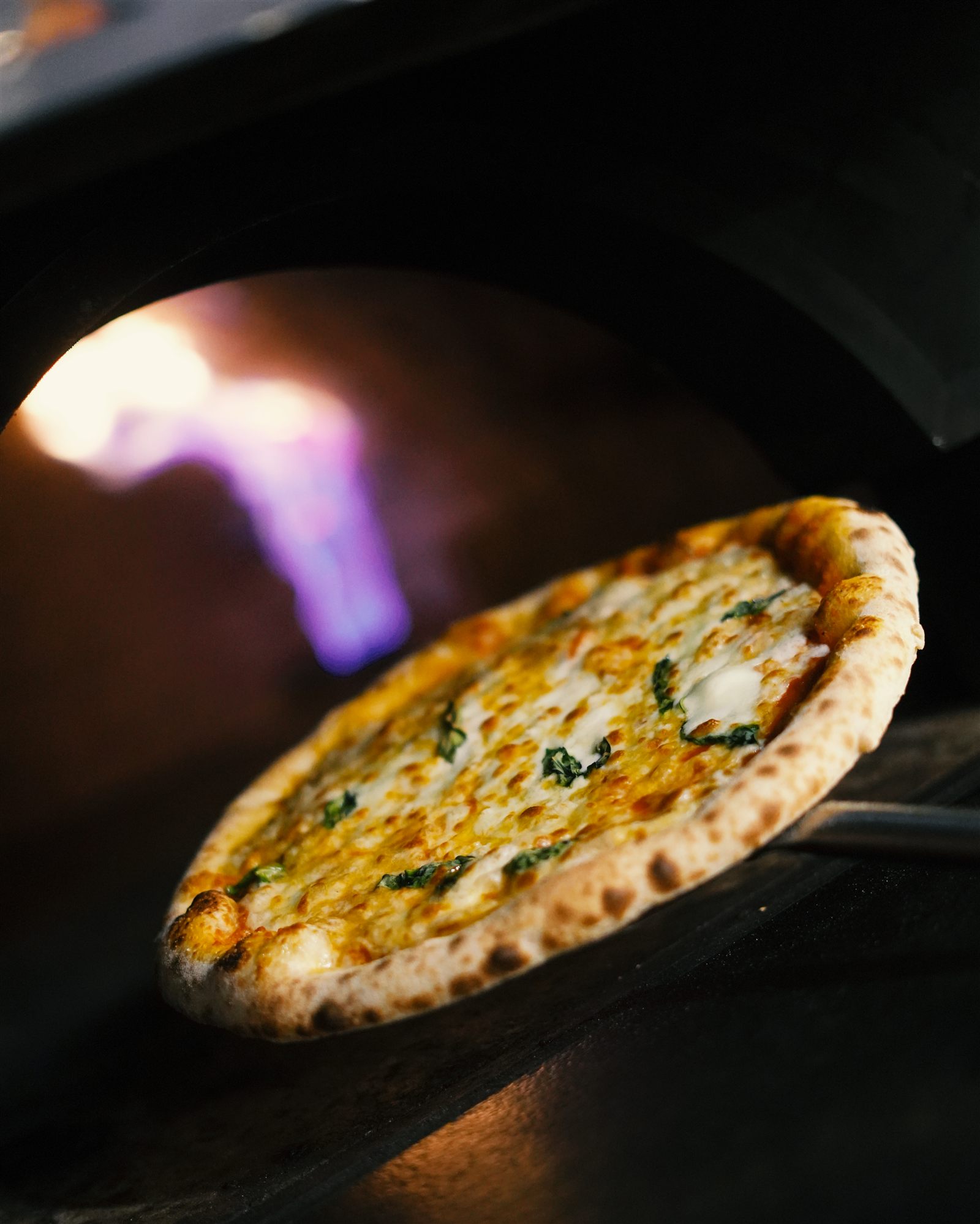 Pizza frisch aus dem flammenden Steinofen des Va Bene